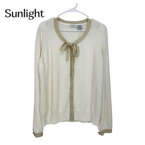 George Womens XL(16-18) Button Up Cardigan Sweater Vanilla Dream With Bow Detail